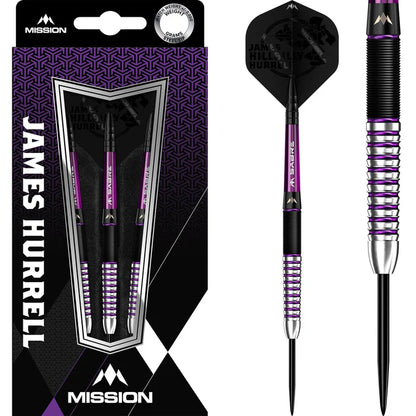 Mission James Hurrell Hillbilly Black & Purple 90% Tungsten Steel Tip Dart Set