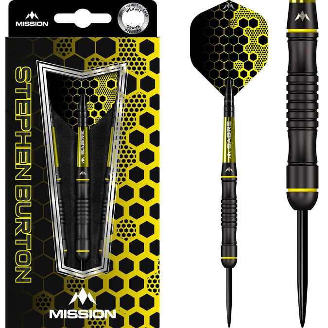 Mission Stephen Burton Black Titanium 90% Tungsten Steel Tip Dart Set