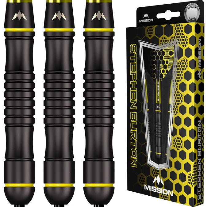 Mission Stephen Burton Black Titanium 90% Tungsten Steel Tip Dart Set