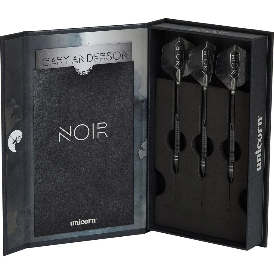 Unicorn Gary Anderson Noir Phase 6 90% Tungsten Swiss Point Steel Tip Dart Set